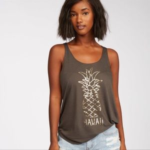 Billabong Hawaii shirt in gray with gold pineapple size large racerback